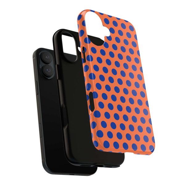 Orange & Blue Polkadot Tough Phone Case for iPhone, Samsung, and Google Phones - Image 26