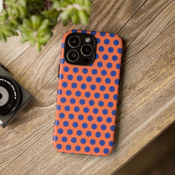 Orange & Blue Polkadot Tough Phone Case for iPhone, Samsung, and Google Phones - Image 42