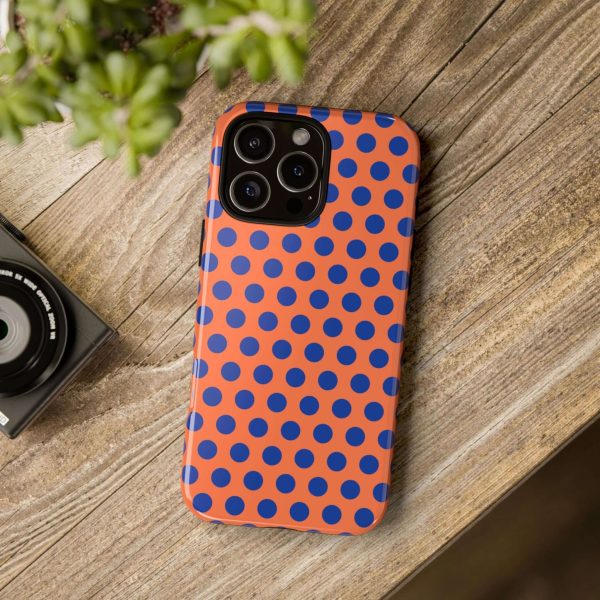 Orange & Blue Polkadot Tough Phone Case for iPhone, Samsung, and Google Phones - Image 39