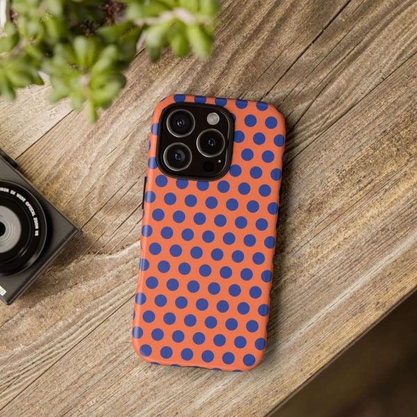 Orange & Blue Polkadot Tough Phone Case for iPhone, Samsung, and Google Phones - Image 36