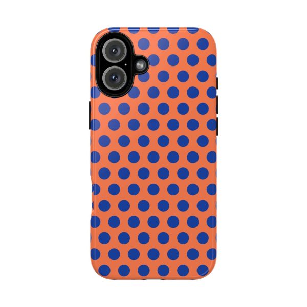 Orange & Blue Polkadot Tough Phone Case for iPhone, Samsung, and Google Phones - Image 13