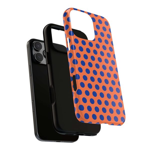 Orange & Blue Polkadot Tough Phone Case for iPhone, Samsung, and Google Phones - Image 38