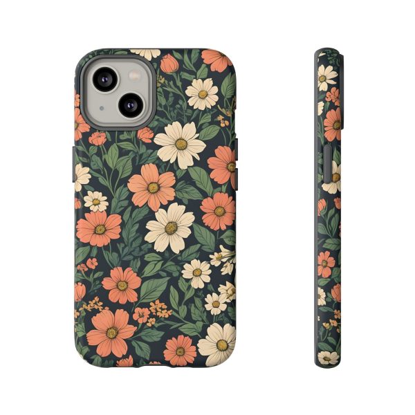 Orange & White Floral Phone Case - Elegant Protection for iPhone, Samsung, and Google Phones - Image 44