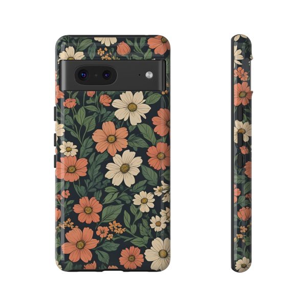 Orange & White Floral Phone Case - Elegant Protection for iPhone, Samsung, and Google Phones - Image 57