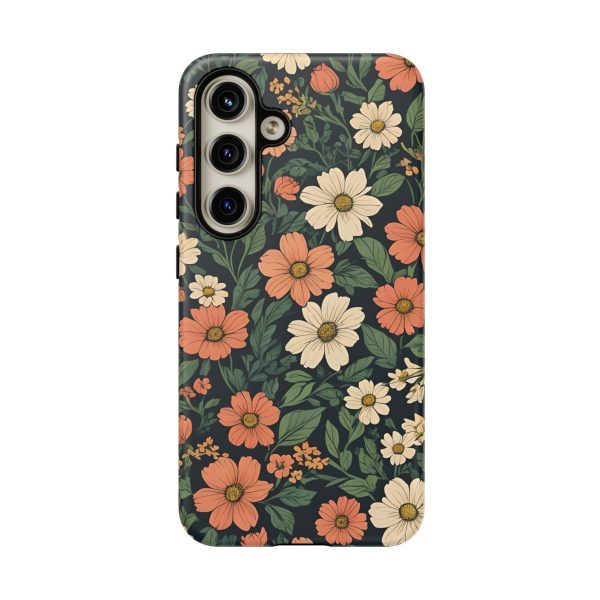 Orange & White Floral Phone Case - Elegant Protection for iPhone, Samsung, and Google Phones - Image 70