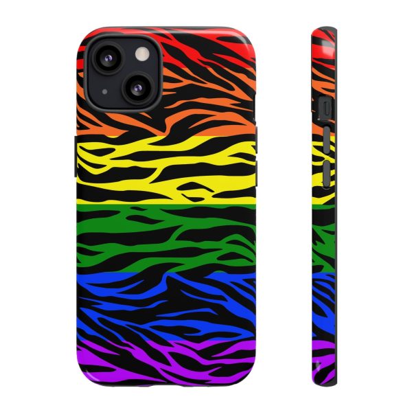 Pride LGBT Rainbow Discrete Tough Phone Case Tiger Print - Image 8