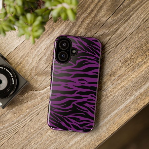 Purple Black Tiger print tough phone case - Image 44