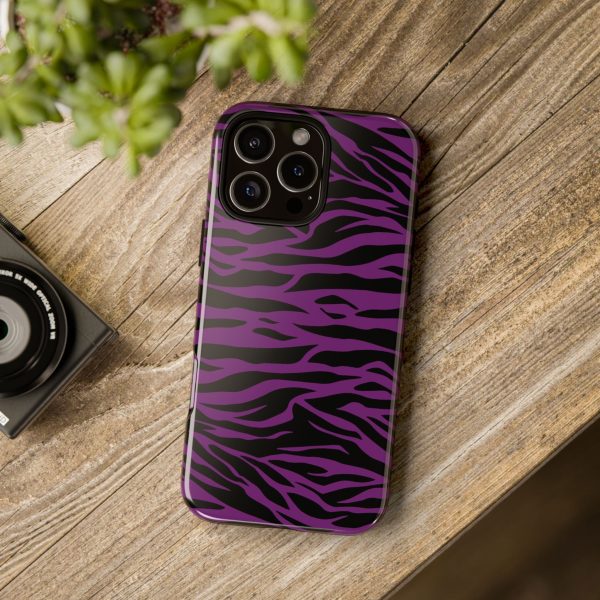 Purple Black Tiger print tough phone case - Image 47