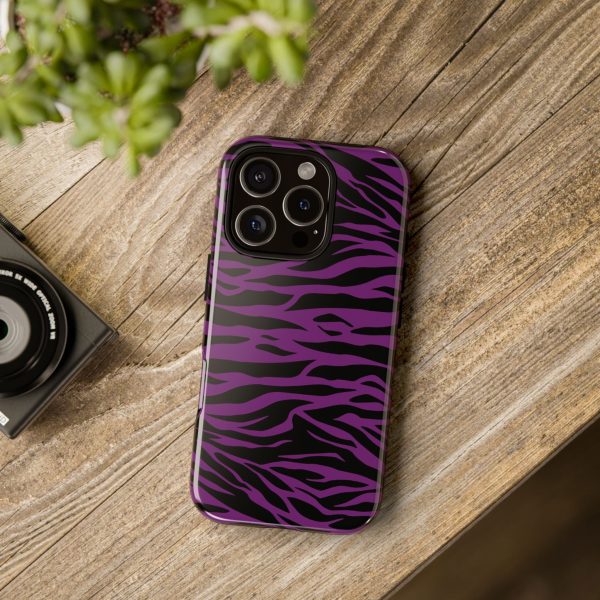 Purple Black Tiger print tough phone case - Image 46