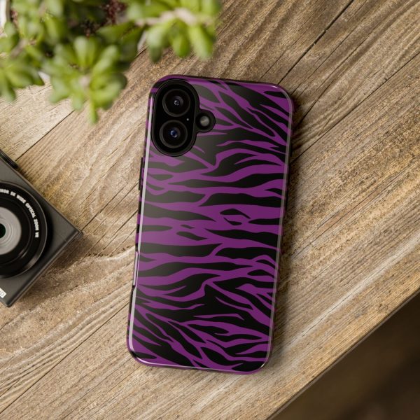 Purple Black Tiger print tough phone case - Image 45