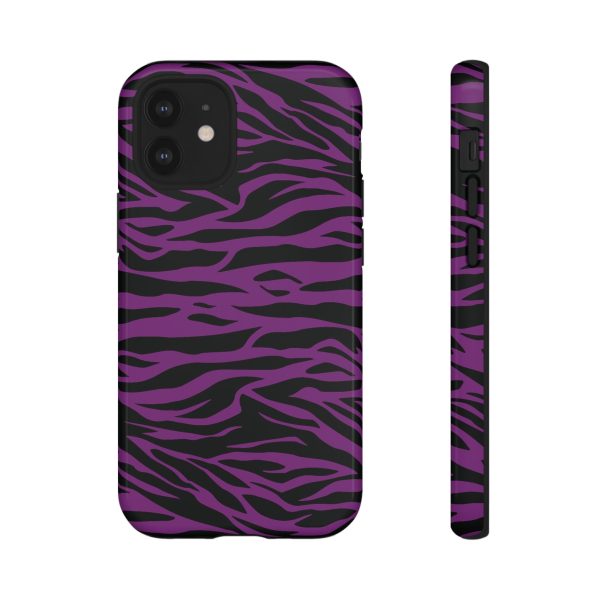 Purple Black Tiger print tough phone case - Image 4