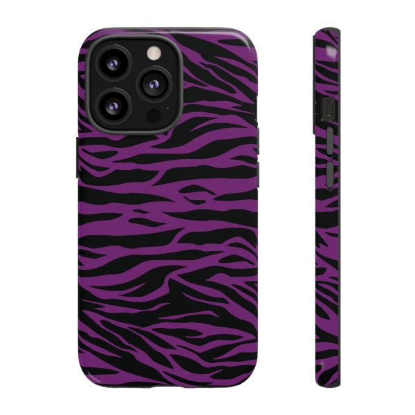 Purple Black Tiger print tough phone case - Image 10