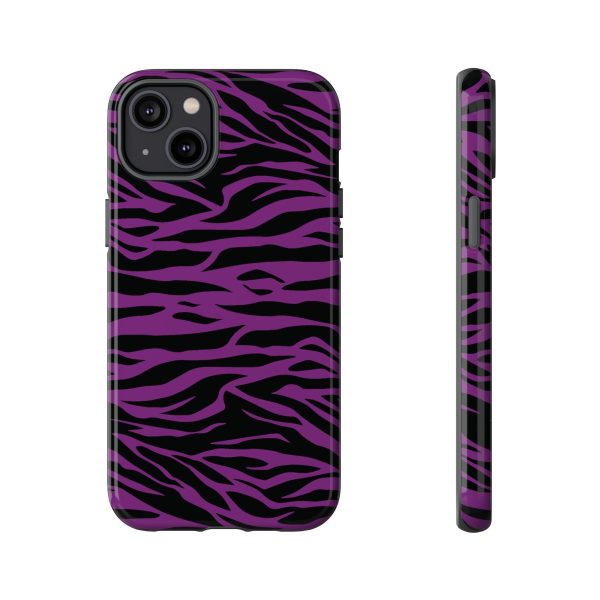 Purple Black Tiger print tough phone case - Image 24