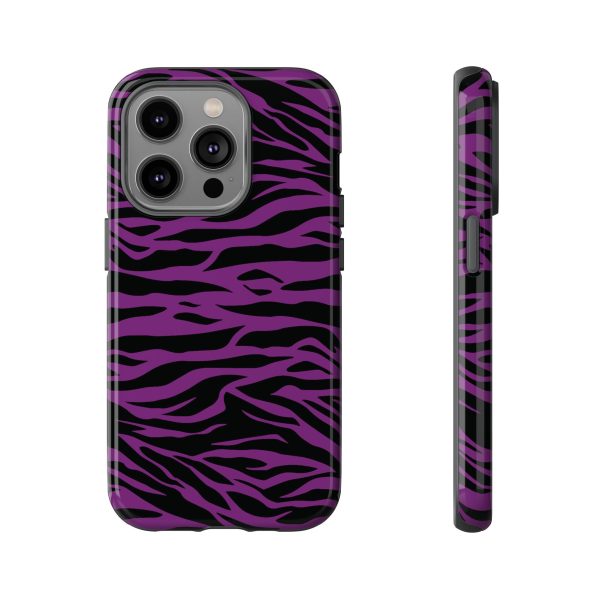 Purple Black Tiger print tough phone case - Image 23