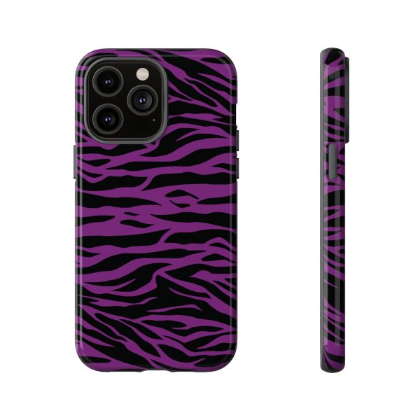 Purple Black Tiger print tough phone case - Image 25