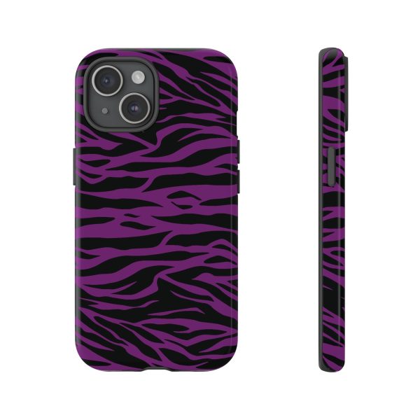 Purple Black Tiger print tough phone case - Image 31