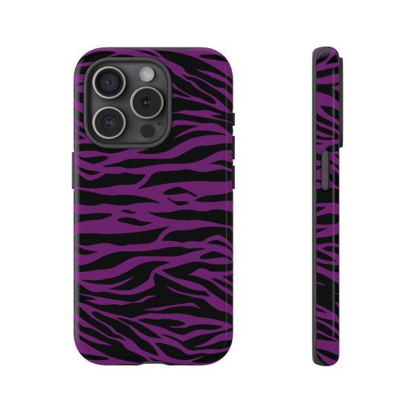 Purple Black Tiger print tough phone case - Image 33