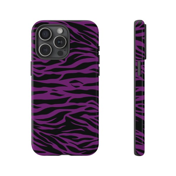 Purple Black Tiger print tough phone case - Image 34