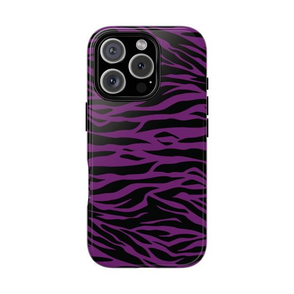 Purple Black Tiger print tough phone case - Image 42