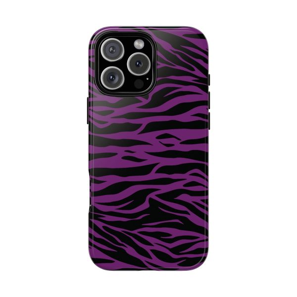 Purple Black Tiger print tough phone case - Image 43