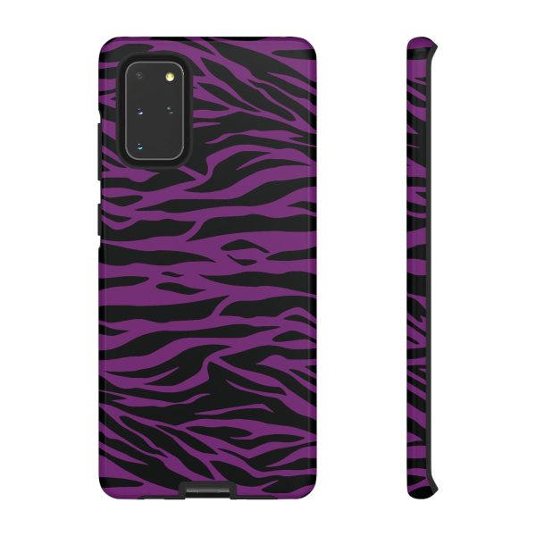 Purple Black Tiger print tough phone case - Image 3