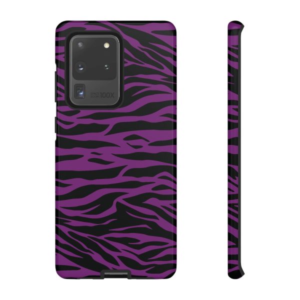 Purple Black Tiger print tough phone case - Image 2