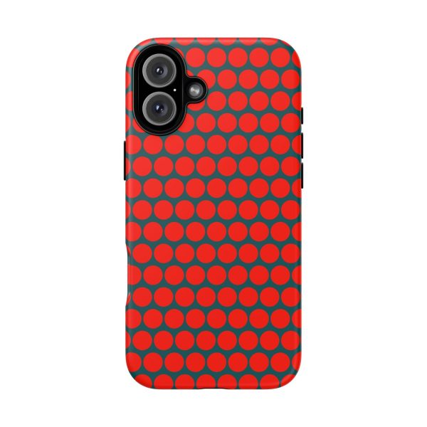 Red Dot Teal Background Polka Dot Tough Phone Case for iPhone Samsung & Google Phones - Image 14