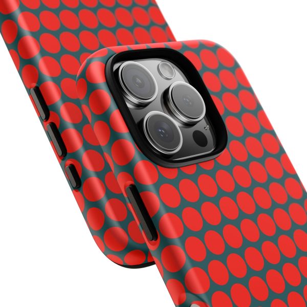 Red Dot Teal Background Polka Dot Tough Phone Case for iPhone Samsung & Google Phones - Image 34