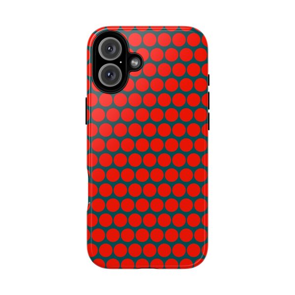 Red Dot Teal Background Polka Dot Tough Phone Case for iPhone Samsung & Google Phones - Image 13