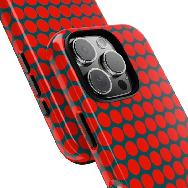 Red Dot Teal Background Polka Dot Tough Phone Case for iPhone Samsung & Google Phones - Image 31