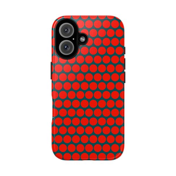 Red Dot Teal Background Polka Dot Tough Phone Case for iPhone Samsung & Google Phones - Image 11