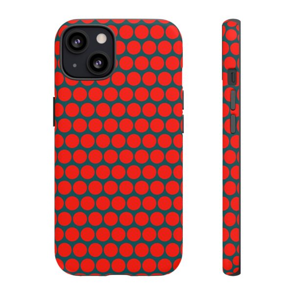 Red Dot Teal Background Polka Dot Tough Phone Case for iPhone Samsung & Google Phones - Image 10