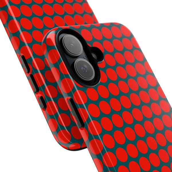 Red Dot Teal Background Polka Dot Tough Phone Case for iPhone Samsung & Google Phones - Image 25