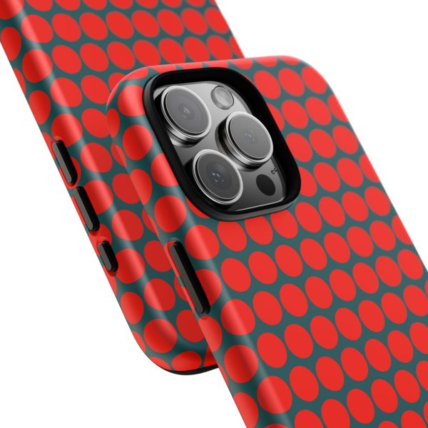 Red Dot Teal Background Polka Dot Tough Phone Case for iPhone Samsung & Google Phones - Image 40