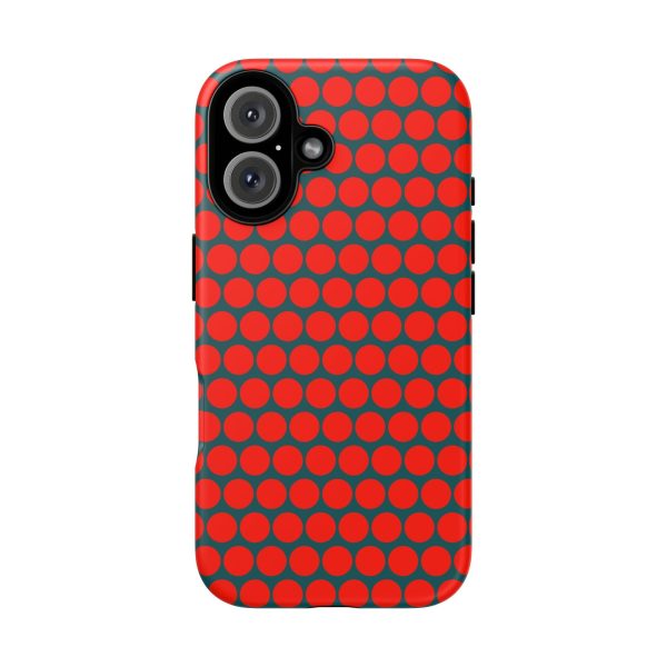 Red Dot Teal Background Polka Dot Tough Phone Case for iPhone Samsung & Google Phones - Image 12