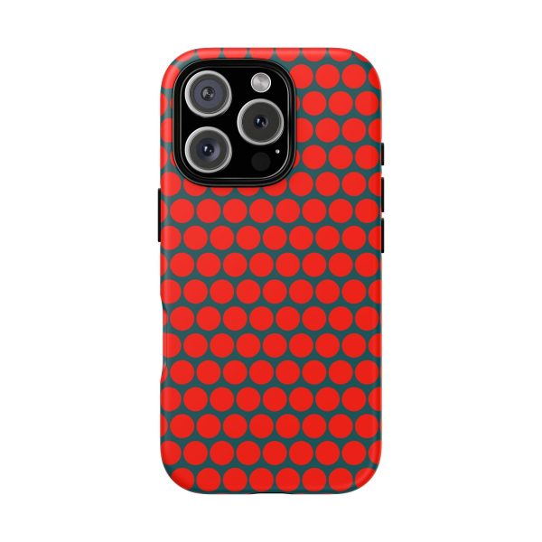 Red Dot Teal Background Polka Dot Tough Phone Case for iPhone Samsung & Google Phones - Image 16