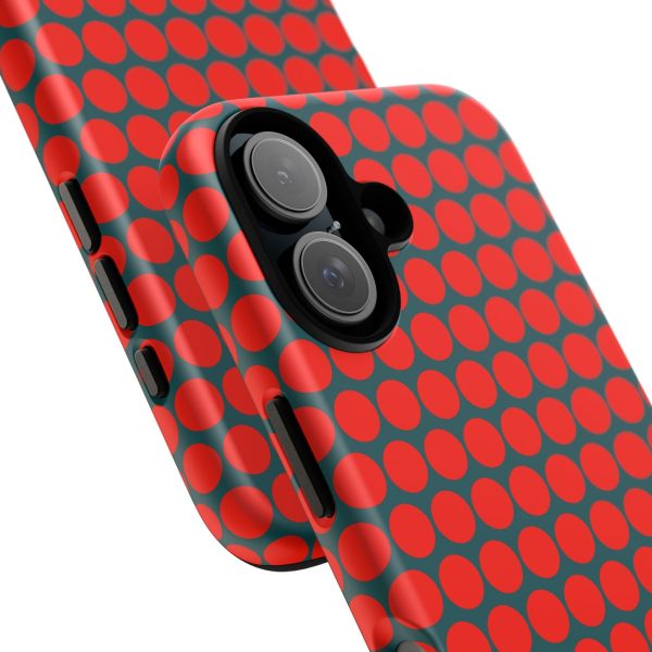 Red Dot Teal Background Polka Dot Tough Phone Case for iPhone Samsung & Google Phones - Image 22