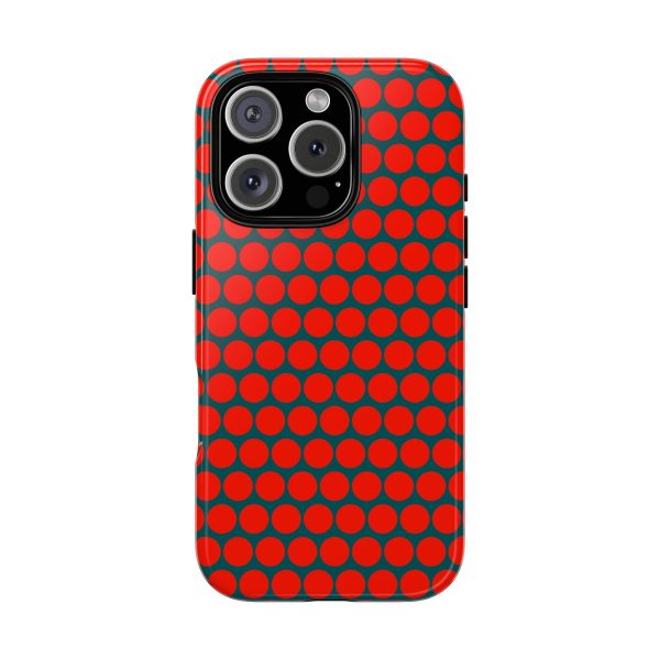 Red Dot Teal Background Polka Dot Tough Phone Case for iPhone Samsung & Google Phones - Image 15