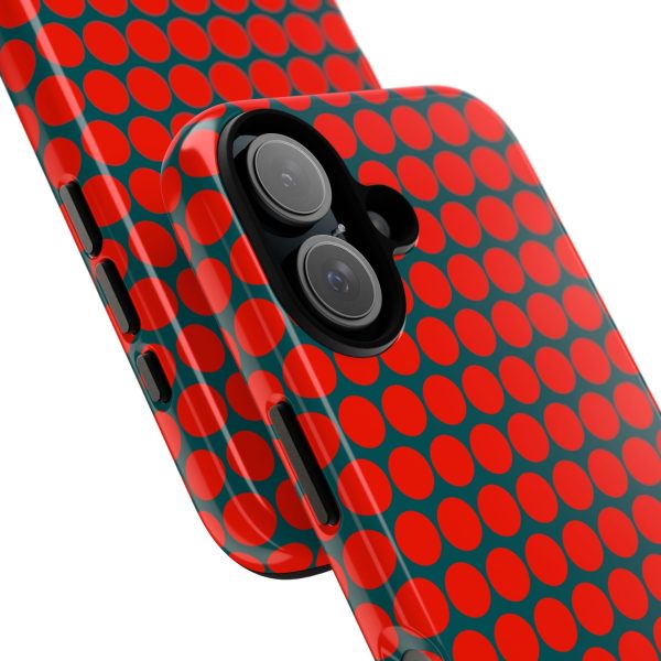 Red Dot Teal Background Polka Dot Tough Phone Case for iPhone Samsung & Google Phones - Image 19