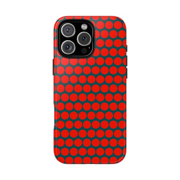 Red Dot Teal Background Polka Dot Tough Phone Case for iPhone Samsung & Google Phones - Image 17