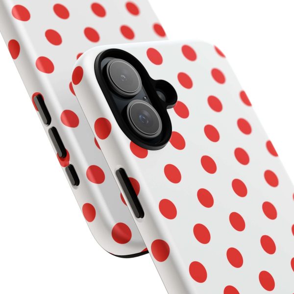 White & Bright Red Polka Dot Tough Phone Case for iPhone, Samsung, and Google Phones - Image 28