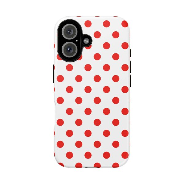 White & Bright Red Polka Dot Tough Phone Case for iPhone, Samsung, and Google Phones - Image 12