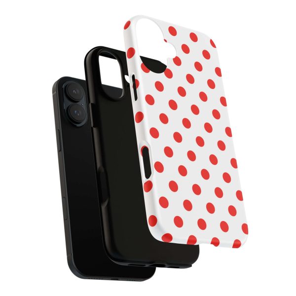 White & Bright Red Polka Dot Tough Phone Case for iPhone, Samsung, and Google Phones - Image 29