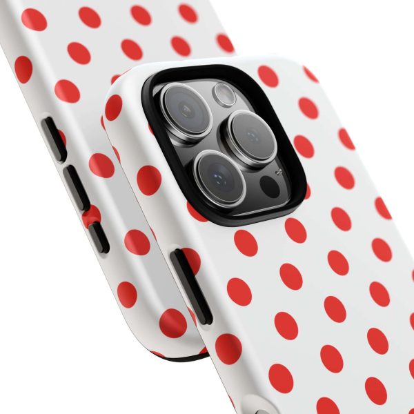 White & Bright Red Polka Dot Tough Phone Case for iPhone, Samsung, and Google Phones - Image 34