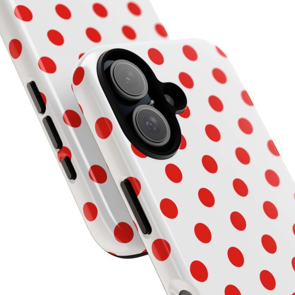 White & Bright Red Polka Dot Tough Phone Case for iPhone, Samsung, and Google Phones - Image 19