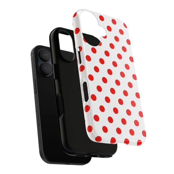 White & Bright Red Polka Dot Tough Phone Case for iPhone, Samsung, and Google Phones - Image 20