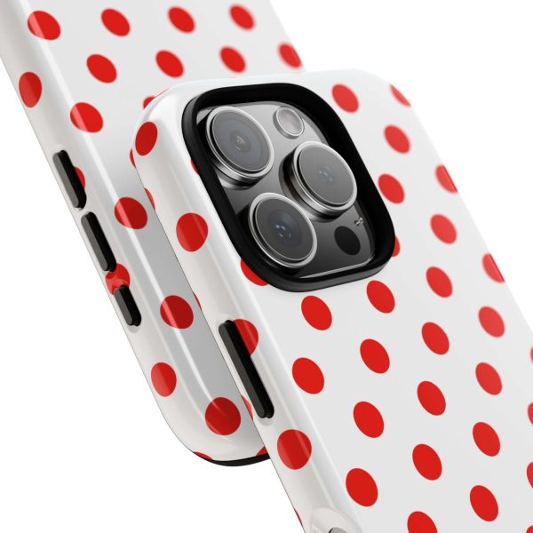 White & Bright Red Polka Dot Tough Phone Case for iPhone, Samsung, and Google Phones - Image 31