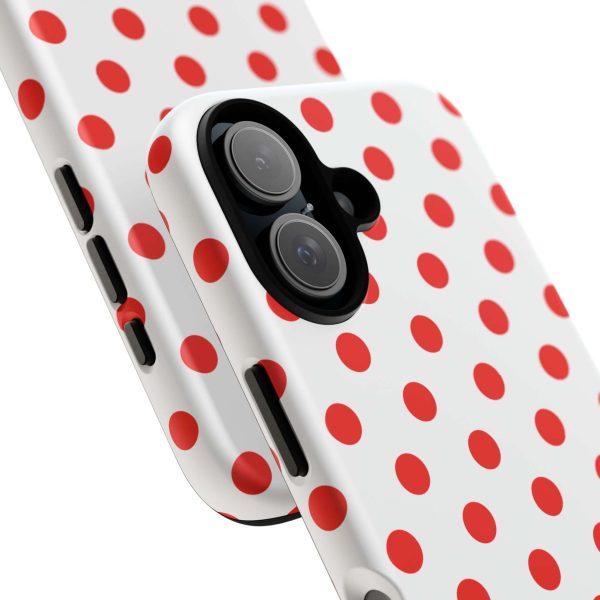 White & Bright Red Polka Dot Tough Phone Case for iPhone, Samsung, and Google Phones - Image 22